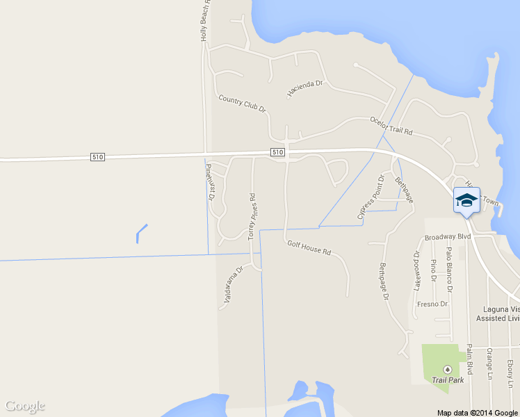 map of restaurants, bars, coffee shops, grocery stores, and more near 47 Torrey Pines Drive in Laguna Vista