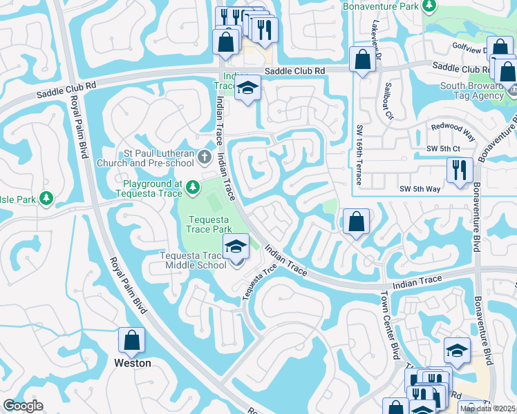 map of restaurants, bars, coffee shops, grocery stores, and more near 917 Garnet Circle in Weston