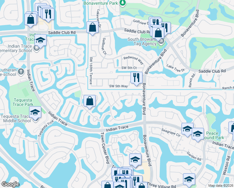 map of restaurants, bars, coffee shops, grocery stores, and more near 1047 Lido Court in Weston