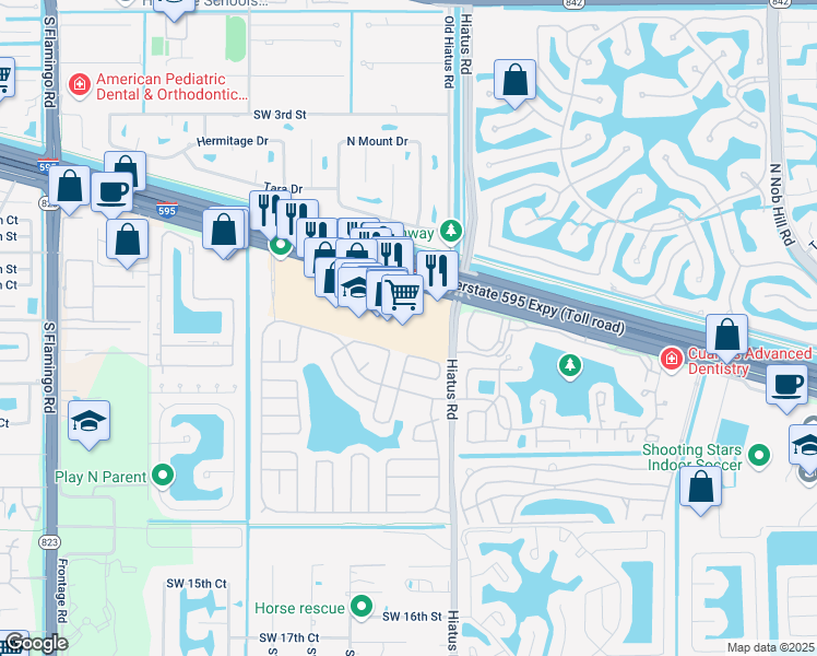 map of restaurants, bars, coffee shops, grocery stores, and more near 11290 Florida 84 in Davie