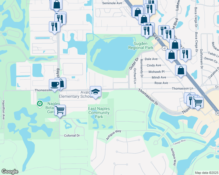 map of restaurants, bars, coffee shops, grocery stores, and more near 4719 Alladin Lane in Naples