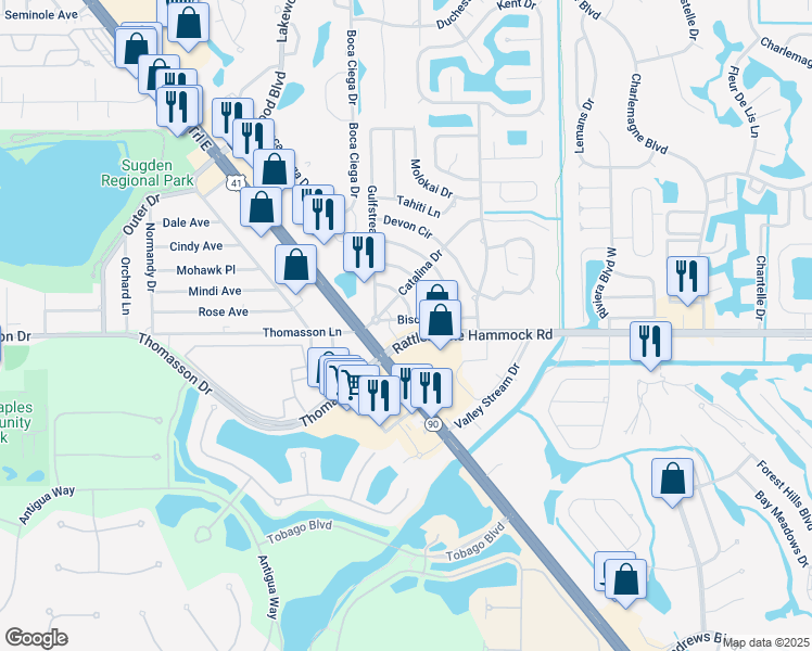 map of restaurants, bars, coffee shops, grocery stores, and more near in Collier County