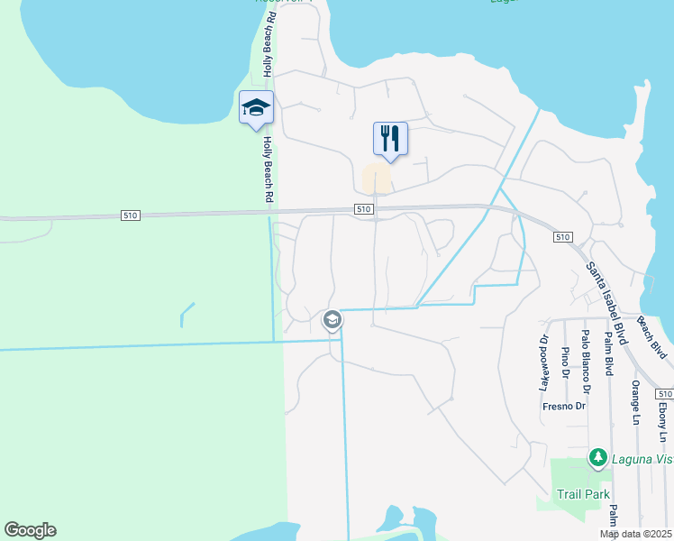 map of restaurants, bars, coffee shops, grocery stores, and more near 47 Torrey Pines Drive in Laguna Vista
