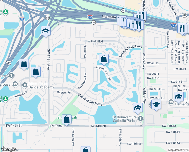 map of restaurants, bars, coffee shops, grocery stores, and more near 820 Amherst Avenue in Davie