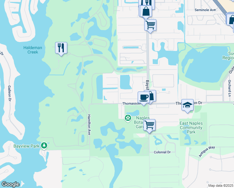 map of restaurants, bars, coffee shops, grocery stores, and more near 2480 Florida Avenue in Naples