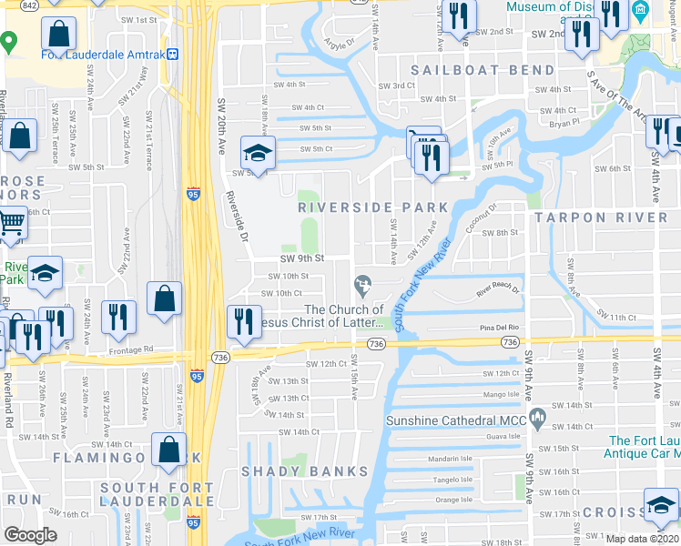 map of restaurants, bars, coffee shops, grocery stores, and more near 903 Southwest 15th Avenue in Fort Lauderdale