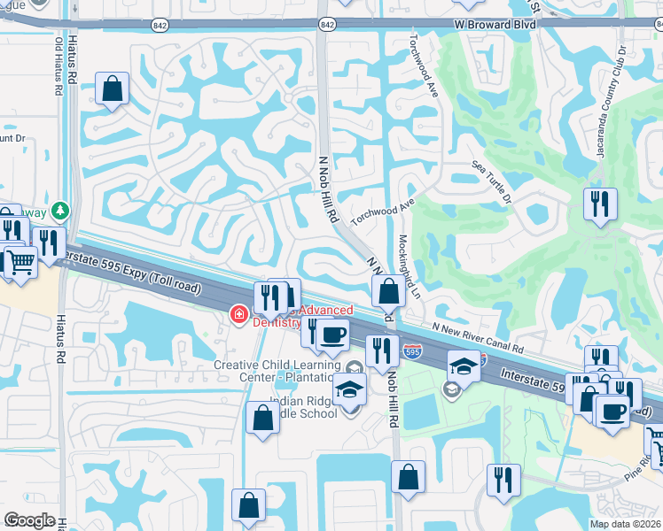 map of restaurants, bars, coffee shops, grocery stores, and more near 10221 Key Plum Street in Plantation