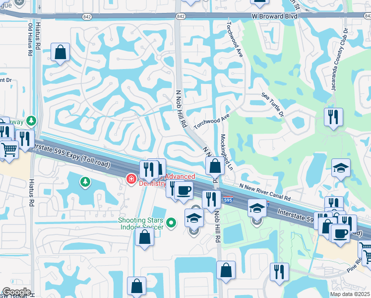 map of restaurants, bars, coffee shops, grocery stores, and more near 10221 Key Plum Street in Plantation