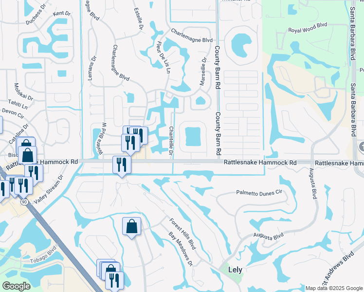 map of restaurants, bars, coffee shops, grocery stores, and more near 5604 Greenwood Circle in Naples