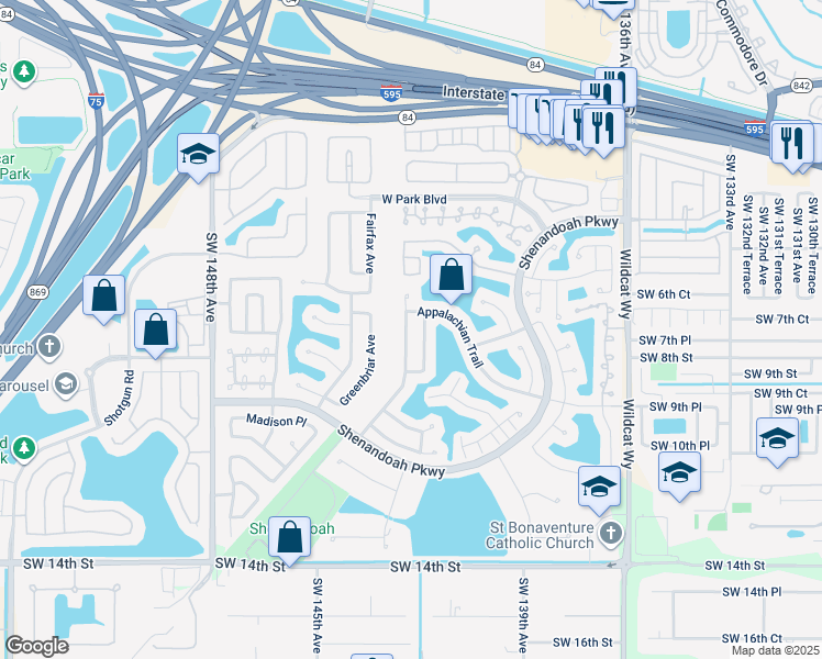 map of restaurants, bars, coffee shops, grocery stores, and more near 820 Amherst Avenue in Davie
