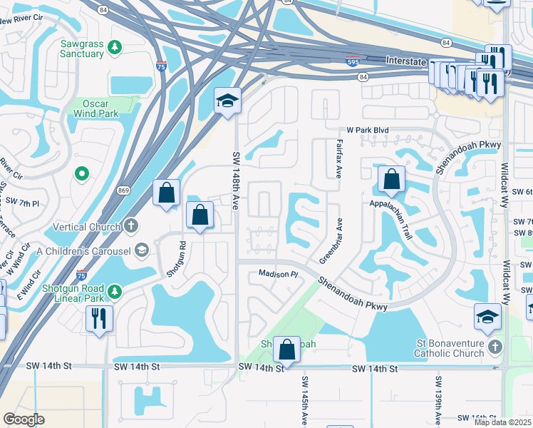 map of restaurants, bars, coffee shops, grocery stores, and more near 745 Briarwood Terrace in Davie