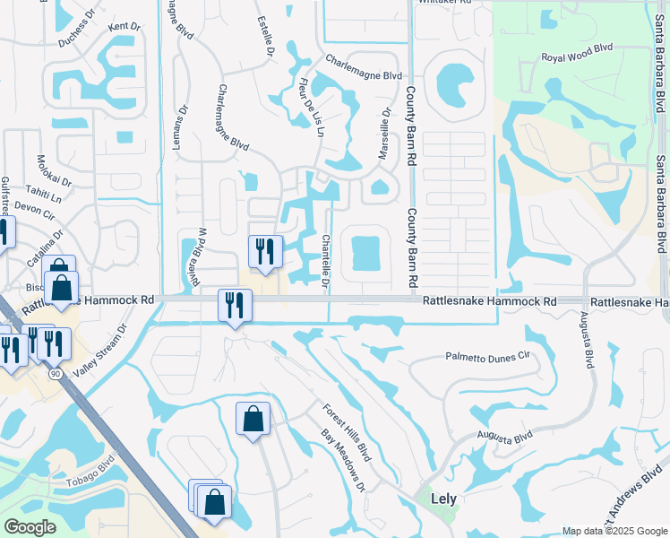 map of restaurants, bars, coffee shops, grocery stores, and more near 5604 Greenwood Circle in Naples
