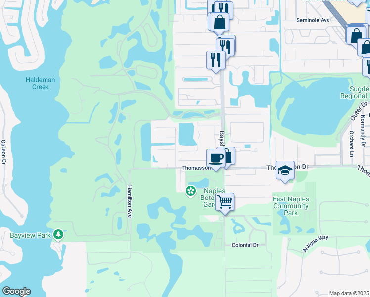 map of restaurants, bars, coffee shops, grocery stores, and more near 2480 Florida Avenue in Naples