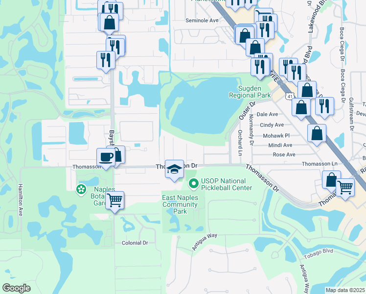 map of restaurants, bars, coffee shops, grocery stores, and more near 4512 Verity Lane in Naples