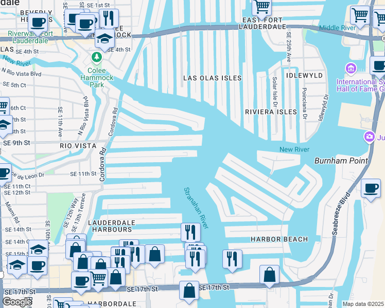 map of restaurants, bars, coffee shops, grocery stores, and more near 1818 Southeast 10th Street in Fort Lauderdale