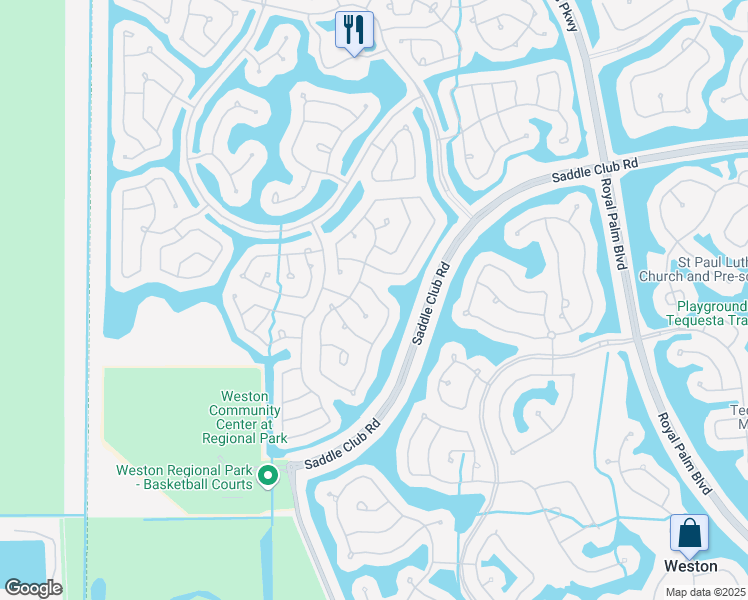 map of restaurants, bars, coffee shops, grocery stores, and more near 642 Nandina Drive in Weston