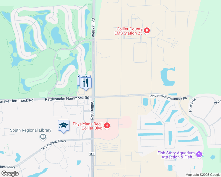 map of restaurants, bars, coffee shops, grocery stores, and more near 8518 Collier Boulevard in Naples