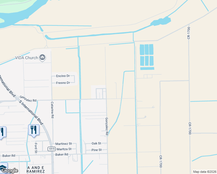map of restaurants, bars, coffee shops, grocery stores, and more near 1806 Gonzalez Road in Weslaco