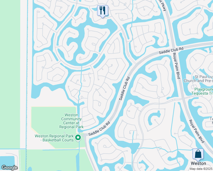 map of restaurants, bars, coffee shops, grocery stores, and more near 642 Nandina Drive in Weston