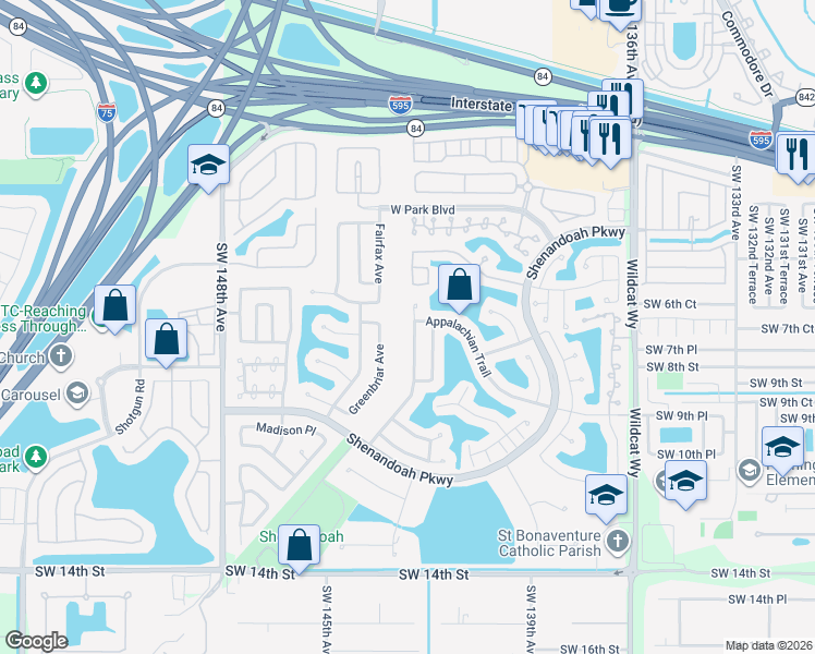 map of restaurants, bars, coffee shops, grocery stores, and more near 820 Amherst Avenue in Davie