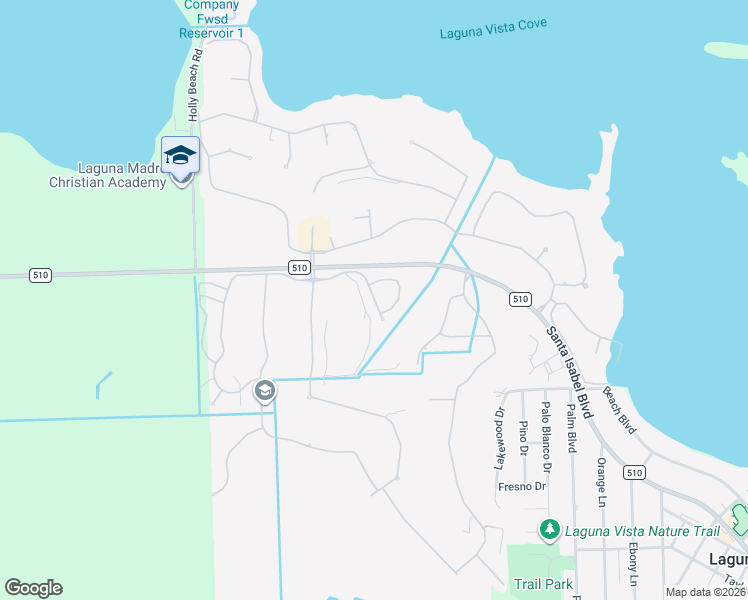 map of restaurants, bars, coffee shops, grocery stores, and more near Augusta Drive in Laguna Vista