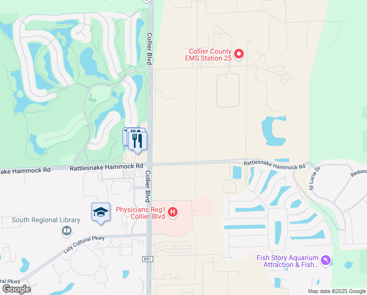 map of restaurants, bars, coffee shops, grocery stores, and more near 8150 Rattlesnake Hammock Road in Naples