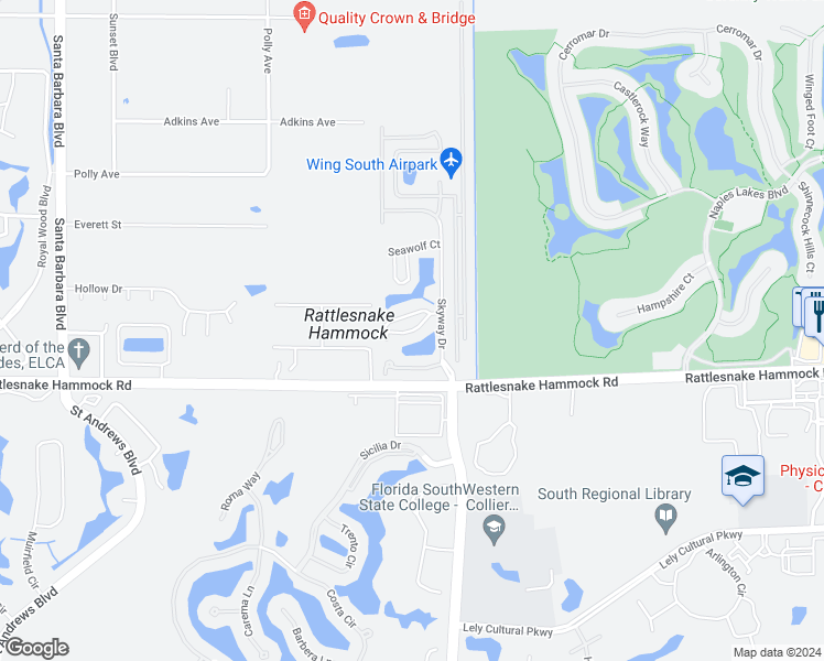 map of restaurants, bars, coffee shops, grocery stores, and more near 6303 Shadowood Circle in Naples