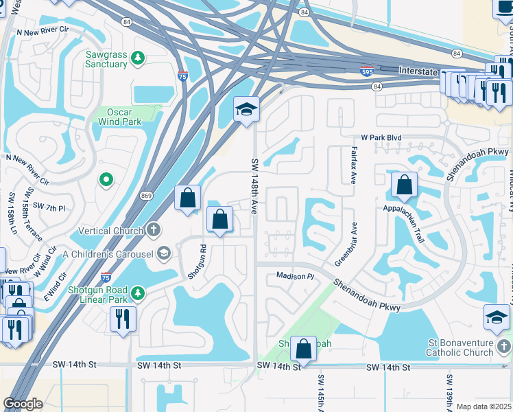 map of restaurants, bars, coffee shops, grocery stores, and more near 741 Thornridge Avenue in Davie