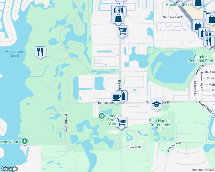 map of restaurants, bars, coffee shops, grocery stores, and more near 4960 Winged Foot Court in Naples