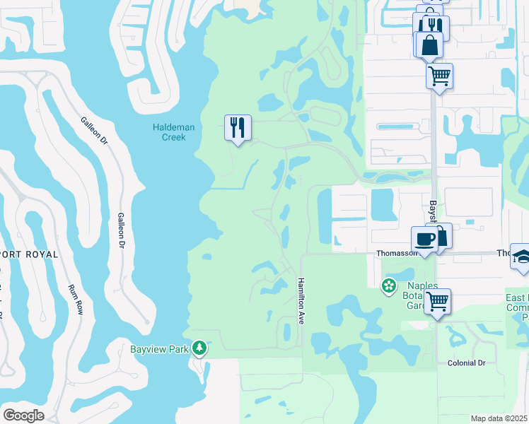 map of restaurants, bars, coffee shops, grocery stores, and more near 4650 Yacht Harbor Drive in Naples