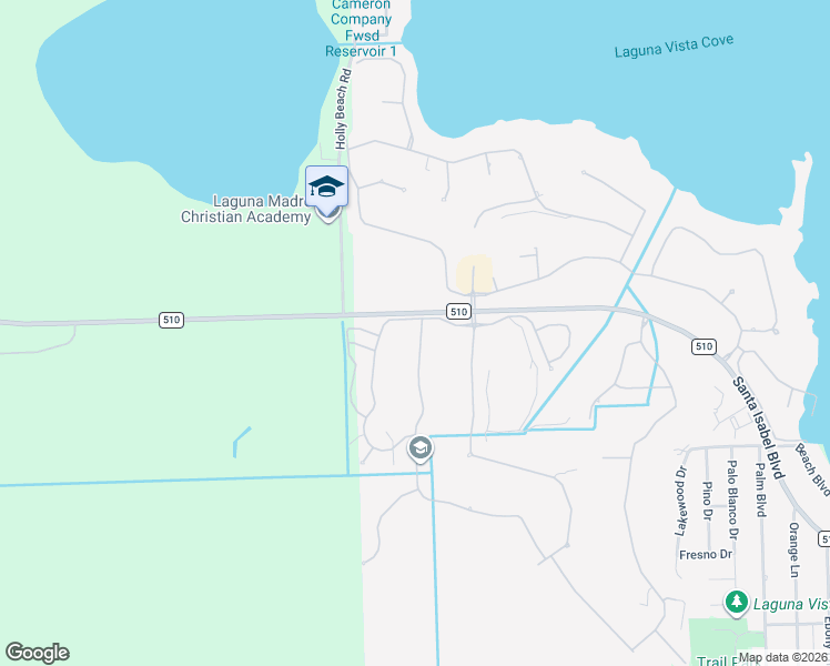 map of restaurants, bars, coffee shops, grocery stores, and more near Augusta Dr in Laguna Vista