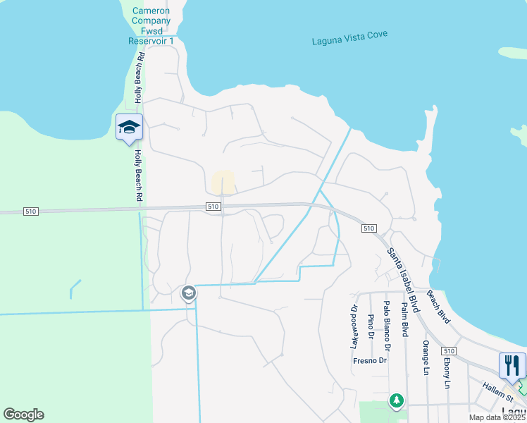 map of restaurants, bars, coffee shops, grocery stores, and more near 1 Augusta Drive in Laguna Vista