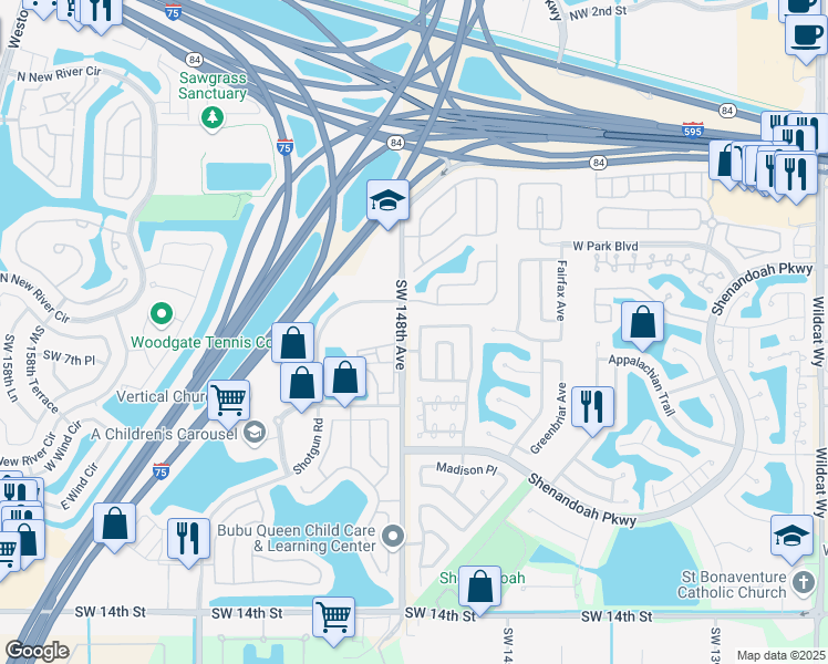 map of restaurants, bars, coffee shops, grocery stores, and more near 661 Thornridge Avenue in Davie
