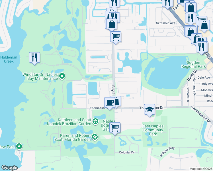 map of restaurants, bars, coffee shops, grocery stores, and more near in Collier County