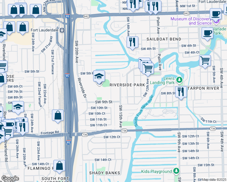 map of restaurants, bars, coffee shops, grocery stores, and more near 720 Southwest 16th Avenue in Fort Lauderdale