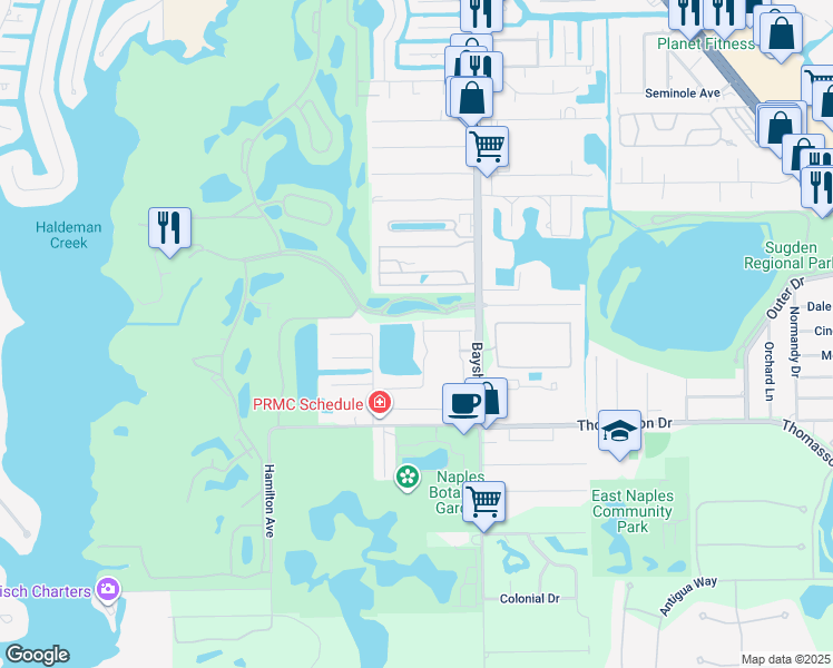 map of restaurants, bars, coffee shops, grocery stores, and more near 4960 Winged Foot Court in Naples
