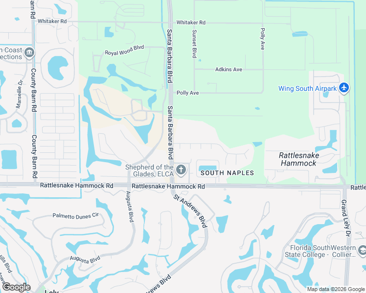 map of restaurants, bars, coffee shops, grocery stores, and more near 4002 Brush Lane in Naples