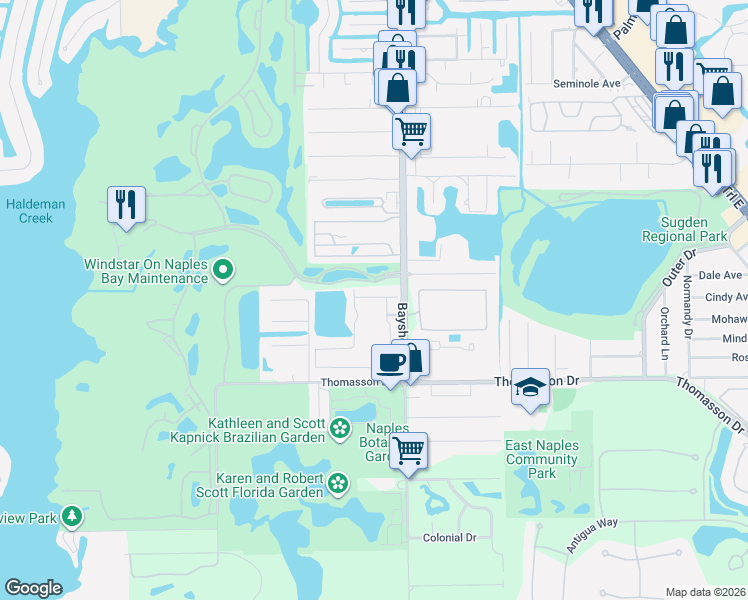map of restaurants, bars, coffee shops, grocery stores, and more near in Collier County