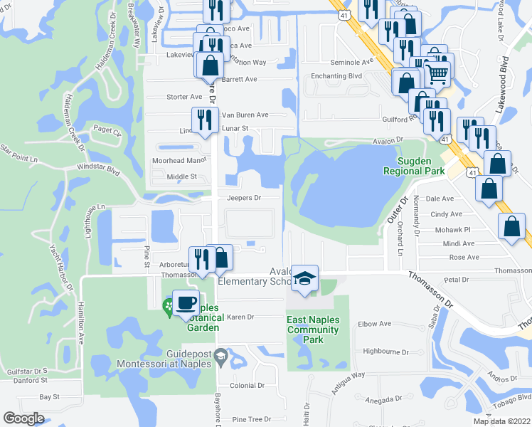 map of restaurants, bars, coffee shops, grocery stores, and more near in Naples