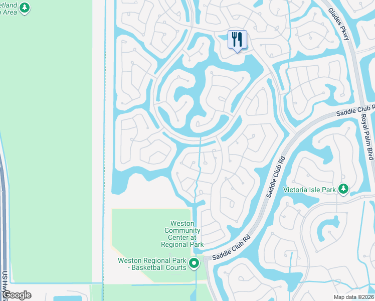 map of restaurants, bars, coffee shops, grocery stores, and more near 1031 Bamboo Lane in Weston