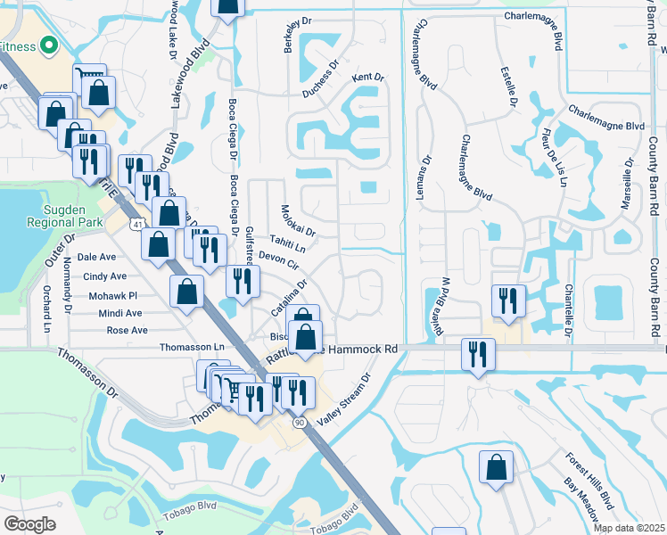 map of restaurants, bars, coffee shops, grocery stores, and more near 4922 Hawaii Boulevard in Naples