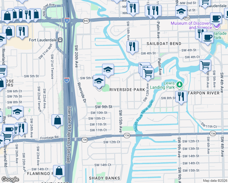map of restaurants, bars, coffee shops, grocery stores, and more near 700 Southwest 16th Avenue in Fort Lauderdale