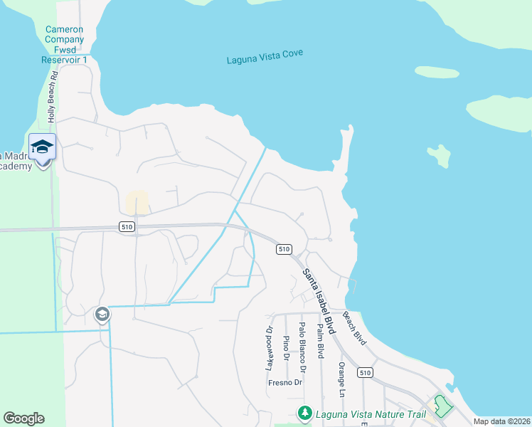 map of restaurants, bars, coffee shops, grocery stores, and more near 28 Ocelot Trail Road in Laguna Vista