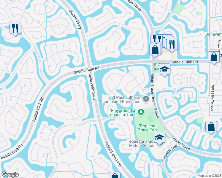 map of restaurants, bars, coffee shops, grocery stores, and more near 319 Palm Boulevard in Weston