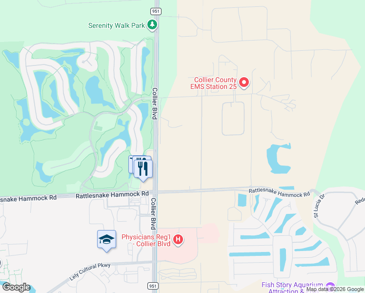 map of restaurants, bars, coffee shops, grocery stores, and more near 8580 Collier Boulevard in Naples