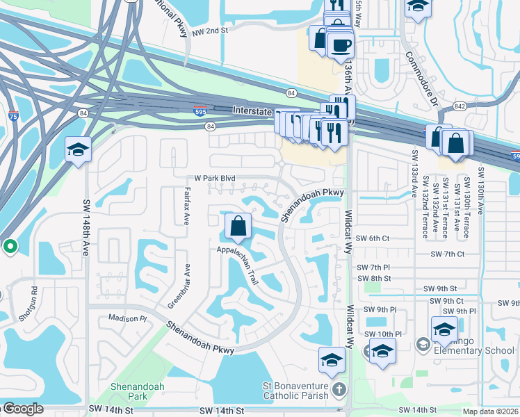 map of restaurants, bars, coffee shops, grocery stores, and more near 560 Lowell Lane in Davie