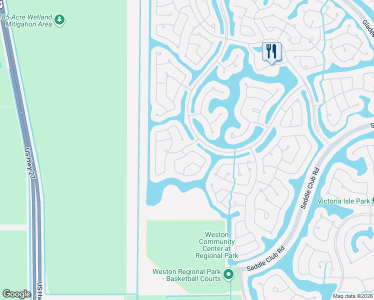 map of restaurants, bars, coffee shops, grocery stores, and more near 724 Tulip Circle in Weston