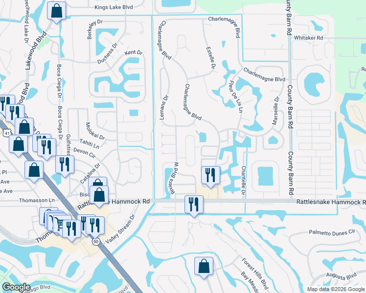 map of restaurants, bars, coffee shops, grocery stores, and more near 53 San Remo Cir in Naples