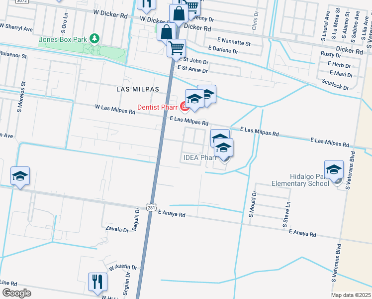 map of restaurants, bars, coffee shops, grocery stores, and more near 8604 South Campeche Drive in Pharr