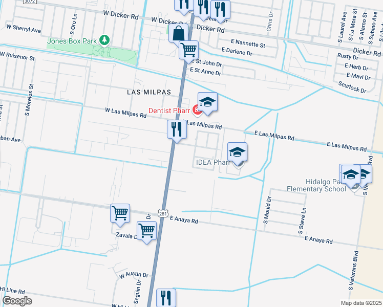map of restaurants, bars, coffee shops, grocery stores, and more near 8604 South Campeche Drive in Pharr